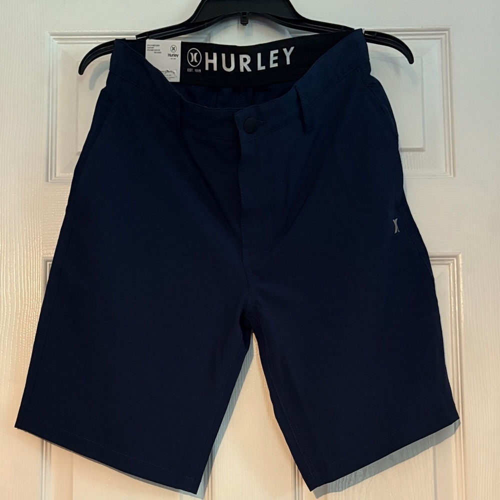 Hurley Men's Deep Blue Flat Front Shorts